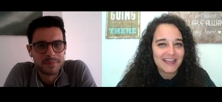 El psicólogo Pere Grimalt con la psicóloga Andrea Mezquida en un momento de la entrevista.