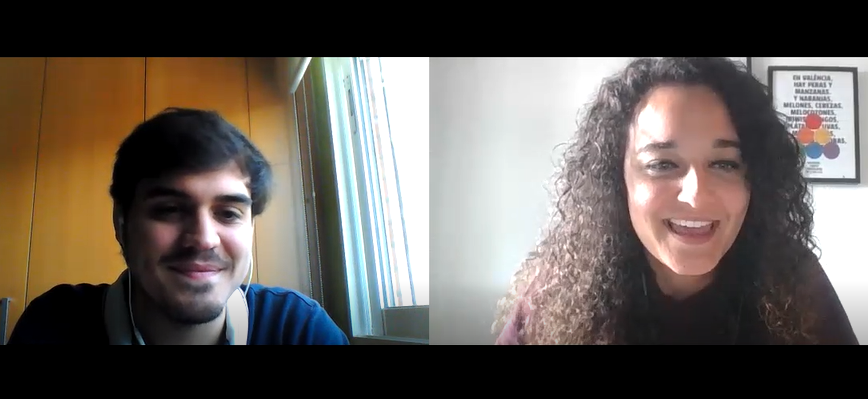 El psicólogo Pablo Pascual con la psicóloga Andrea Mezquida en un momento de la entrevista.